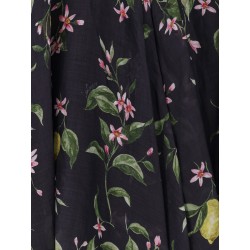 Plumeria ramie dress with multicolor print