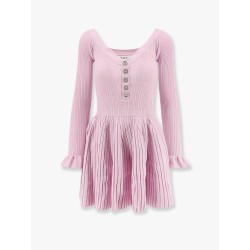 Ribbed knit mini dress with jewel buttons