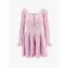 Ribbed knit mini dress with jewel buttons
