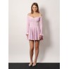 Ribbed knit mini dress with jewel buttons
