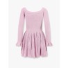 Ribbed knit mini dress with jewel buttons