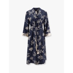 Timeo kaftan silk dress with floral print