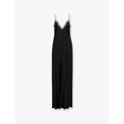 Satin long dress with lace details