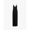 Satin long dress with lace details
