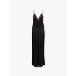 Satin long dress with lace details