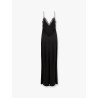 Satin long dress with lace details