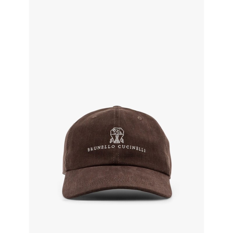 Linen baseball hat with frontal logo