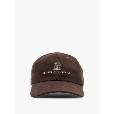 Linen baseball hat with frontal logo