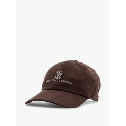 Linen baseball hat with frontal logo