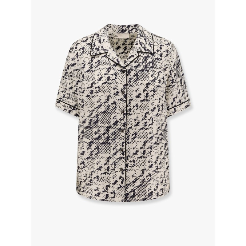 Silk shirt with pixelated logo print
