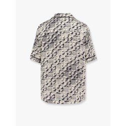 Silk shirt with pixelated logo print