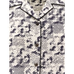Silk shirt with pixelated logo print