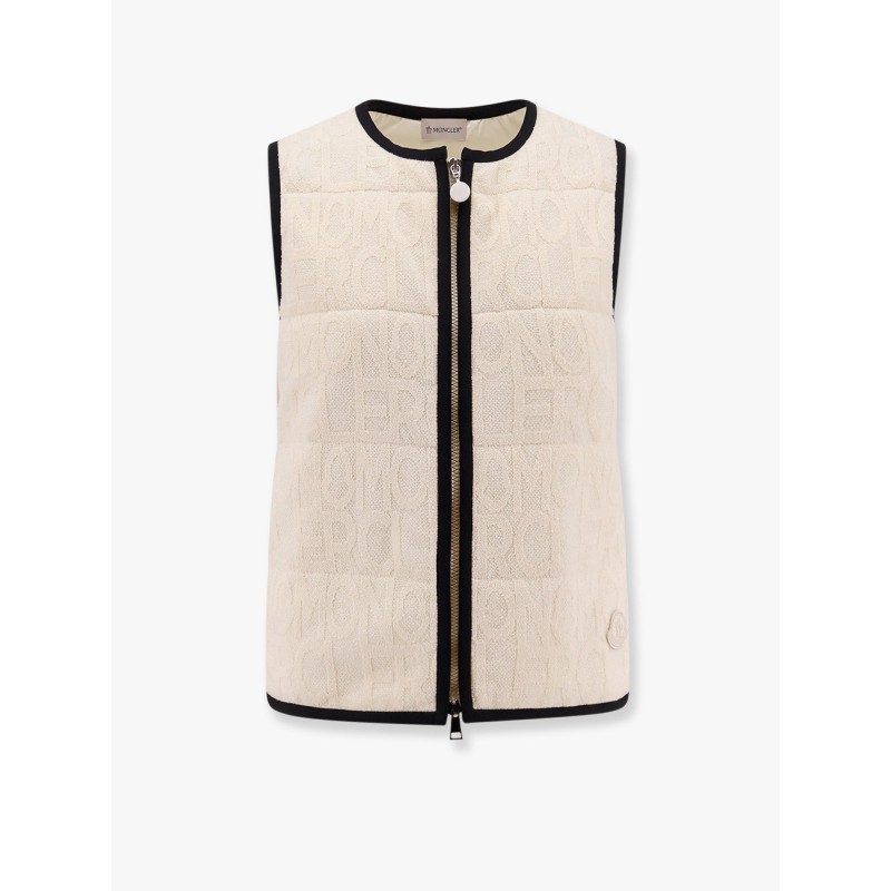 Padded cotton blend vest with all-over logo