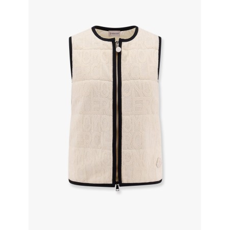 Padded cotton blend vest with all-over logo