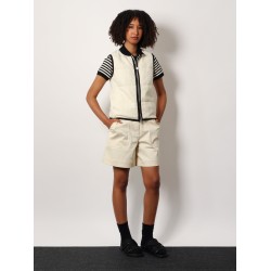 Padded cotton blend vest with all-over logo