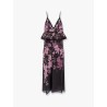 Linen and cotton long dress with floral print