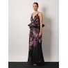 Linen and cotton long dress with floral print