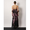 Linen and cotton long dress with floral print