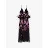 Linen and cotton long dress with floral print