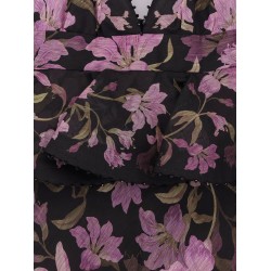 Linen and cotton long dress with floral print