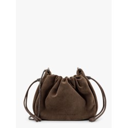 Bucket mellow suede shoulder bag with precious chain