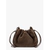 Bucket mellow suede shoulder bag with precious chain