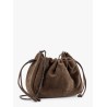 Bucket mellow suede shoulder bag with precious chain