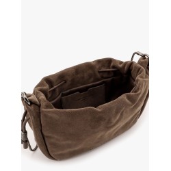 Bucket mellow suede shoulder bag with precious chain