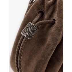 Bucket mellow suede shoulder bag with precious chain
