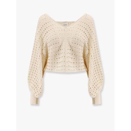 Perforated cotton sweater
