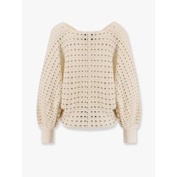 Perforated cotton sweater