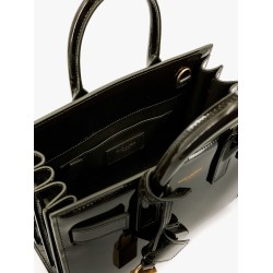 Sac de jour nano patent leather handbag with metal padlock
