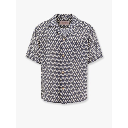 Valentino linen shirt with toute la v all-over print