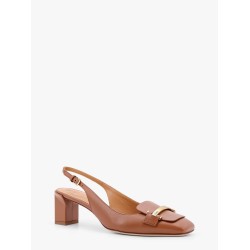 Leather slingback with metal detail