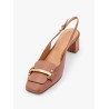 Leather slingback with metal detail