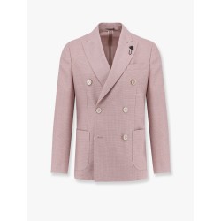 Roma double-breasted blazer with removable iconic brooch