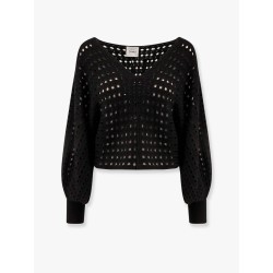Perforated cotton sweater