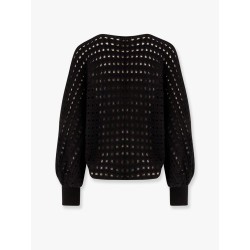 Perforated cotton sweater