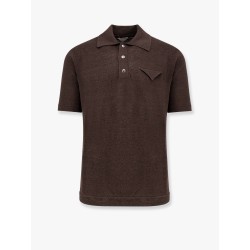Light linen and cotton polo shirt with triangle detail