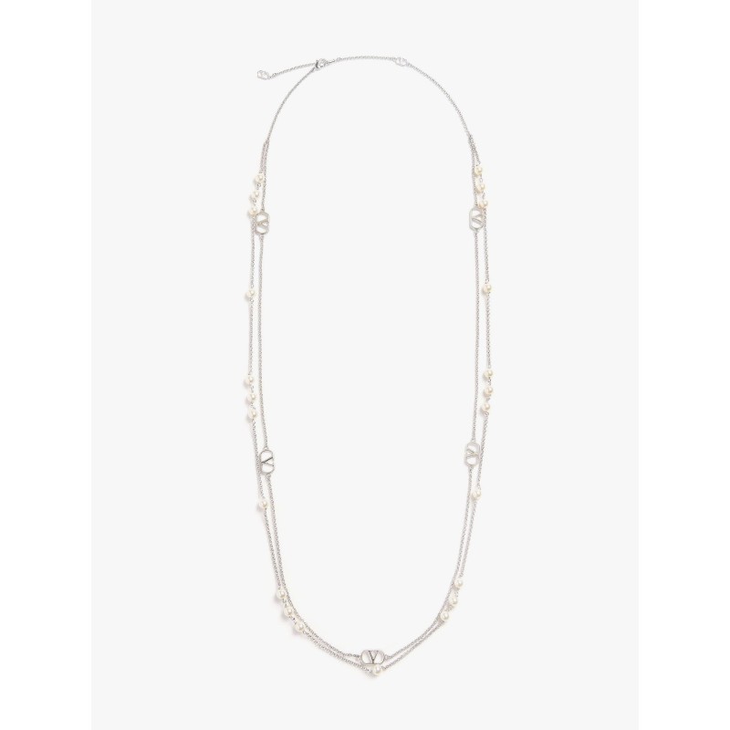 Vlogo signature metal and pearls necklace