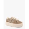 Match canvas and suede low-top sneakers