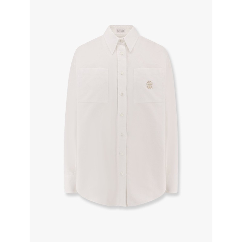 Cotton shirt with logo embroidery