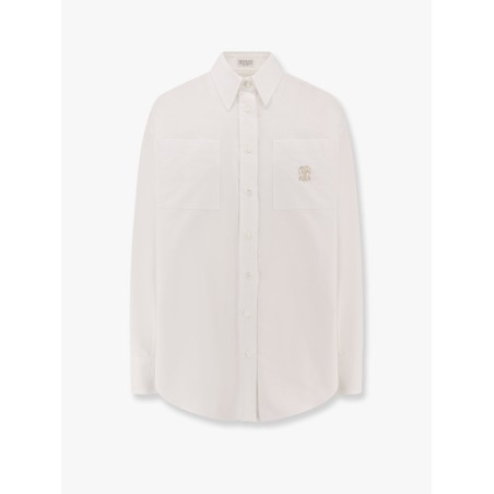 Cotton shirt with logo embroidery