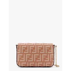 Wallet on chain leather shoulder bag with ff embossed motif