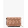 Wallet on chain leather shoulder bag with ff embossed motif