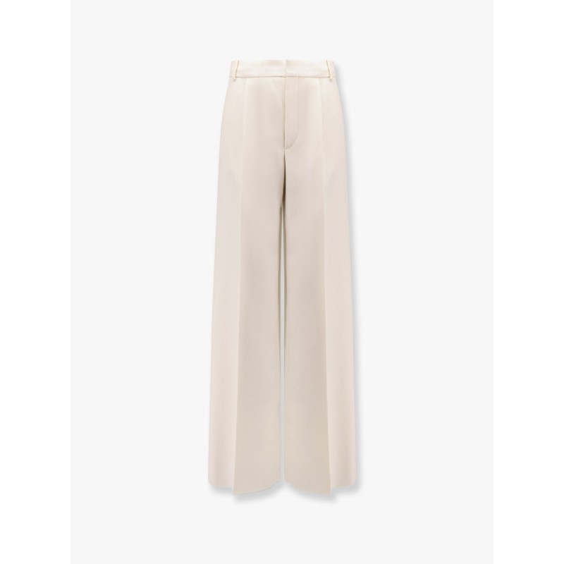 Flared virgin wool and silk trouser