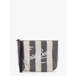 Aline soft pochette with linen stripes big print