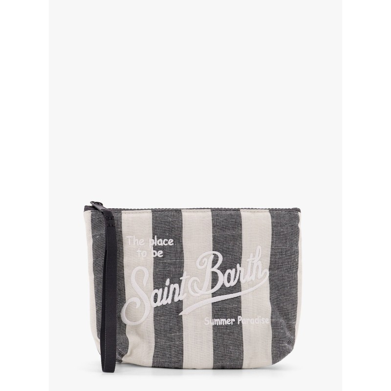 Aline soft pochette with linen stripes big print