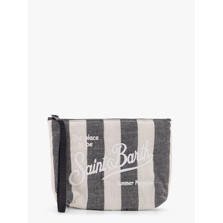 Aline soft pochette with linen stripes big print