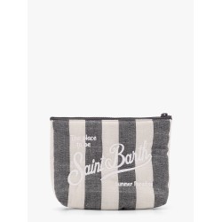 Aline soft pochette with linen stripes big print
